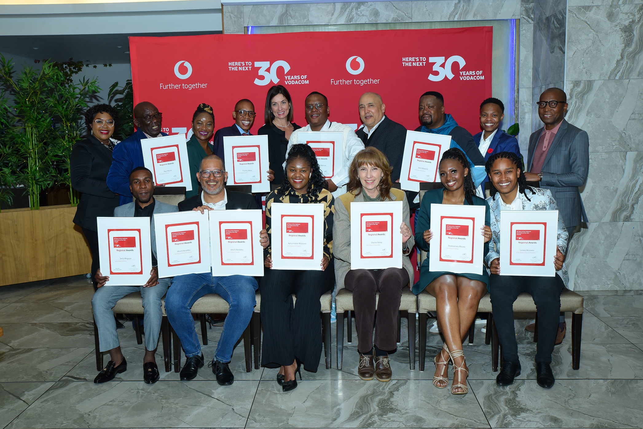 Free State, Northern Cape, North West and Limpopo regional winners for the 2024 Vodacom Journalist of the Year Awards