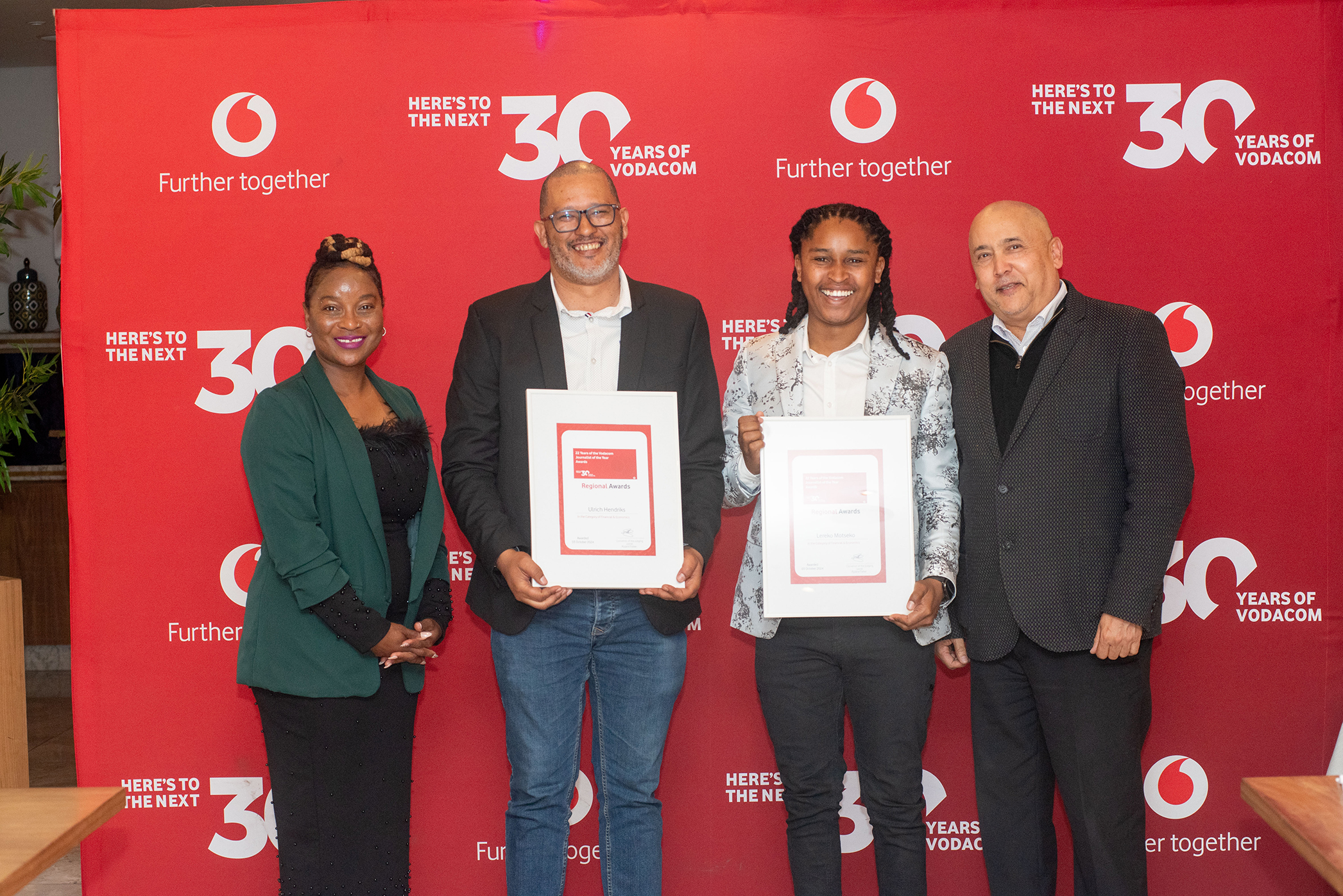 Free State, Northern Cape, North West and Limpopo regional winners for the 2024 Vodacom Journalist of the Year Awards