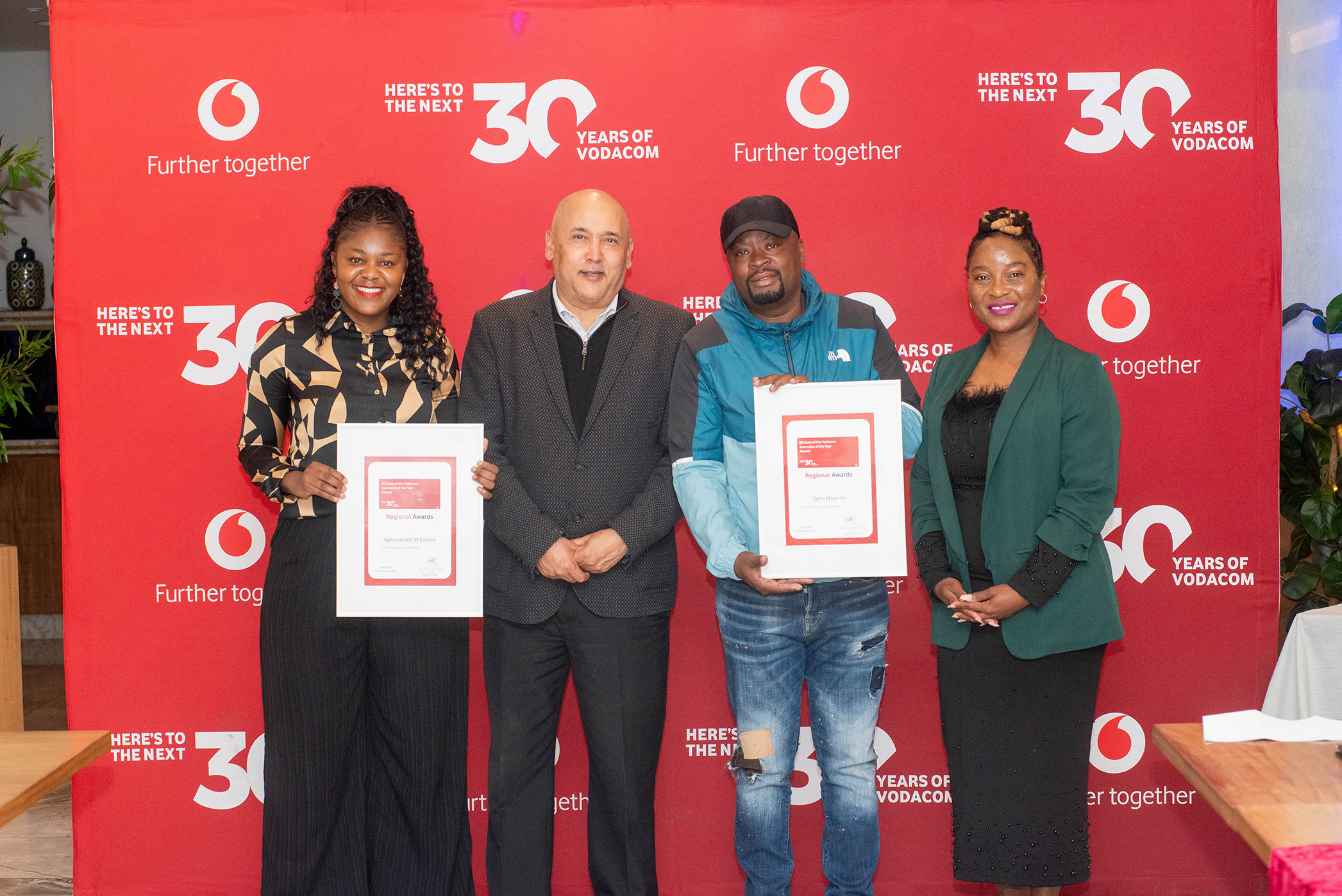 Free State, Northern Cape, North West and Limpopo regional winners for the 2024 Vodacom Journalist of the Year Awards