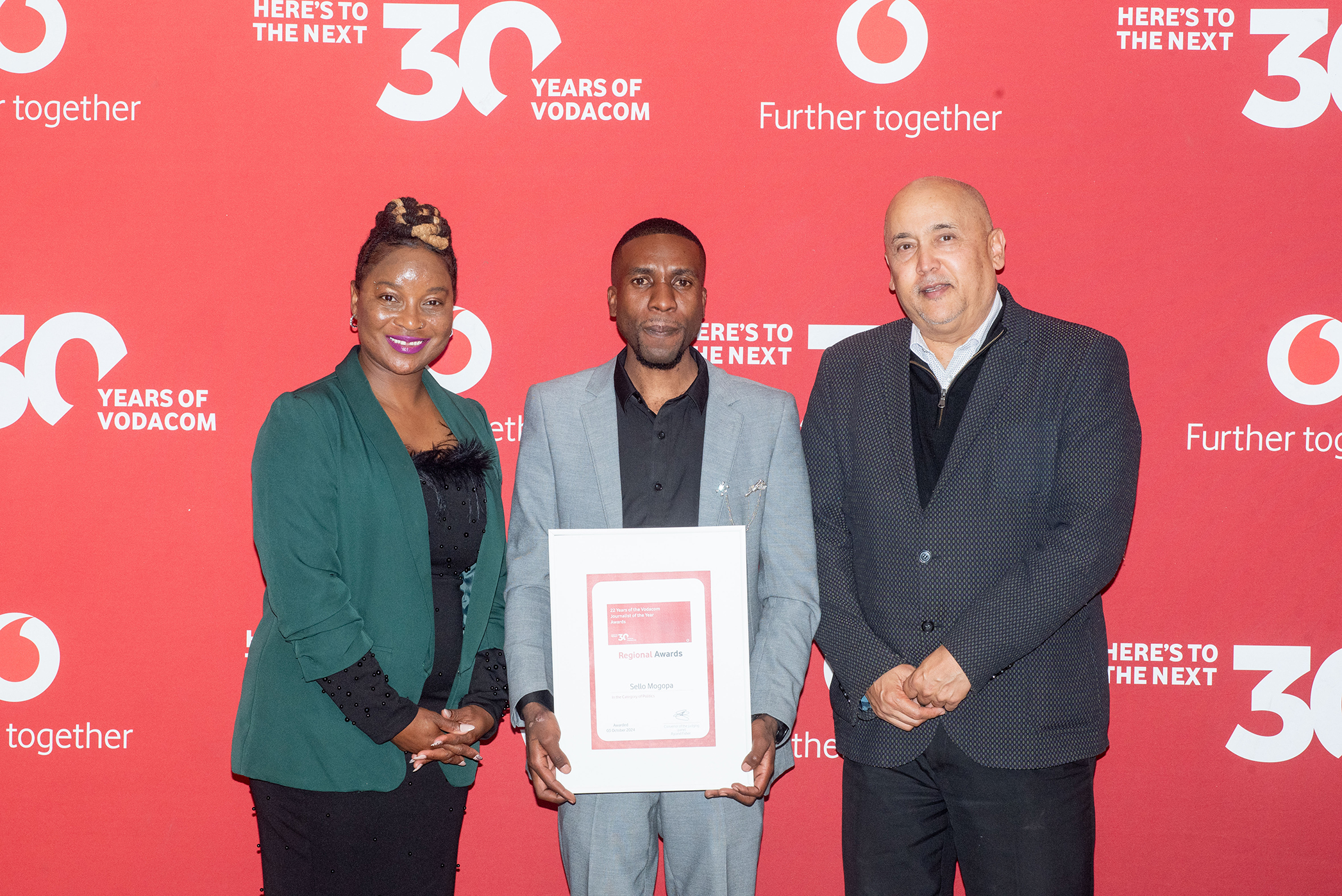 Free State, Northern Cape, North West and Limpopo regional winners for the 2024 Vodacom Journalist of the Year Awards